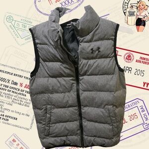 youth boys under armour puffer jacket Vest Size Medium Pre Owned Gray